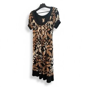 London Times Black and Brown Floral Dress, Size 10